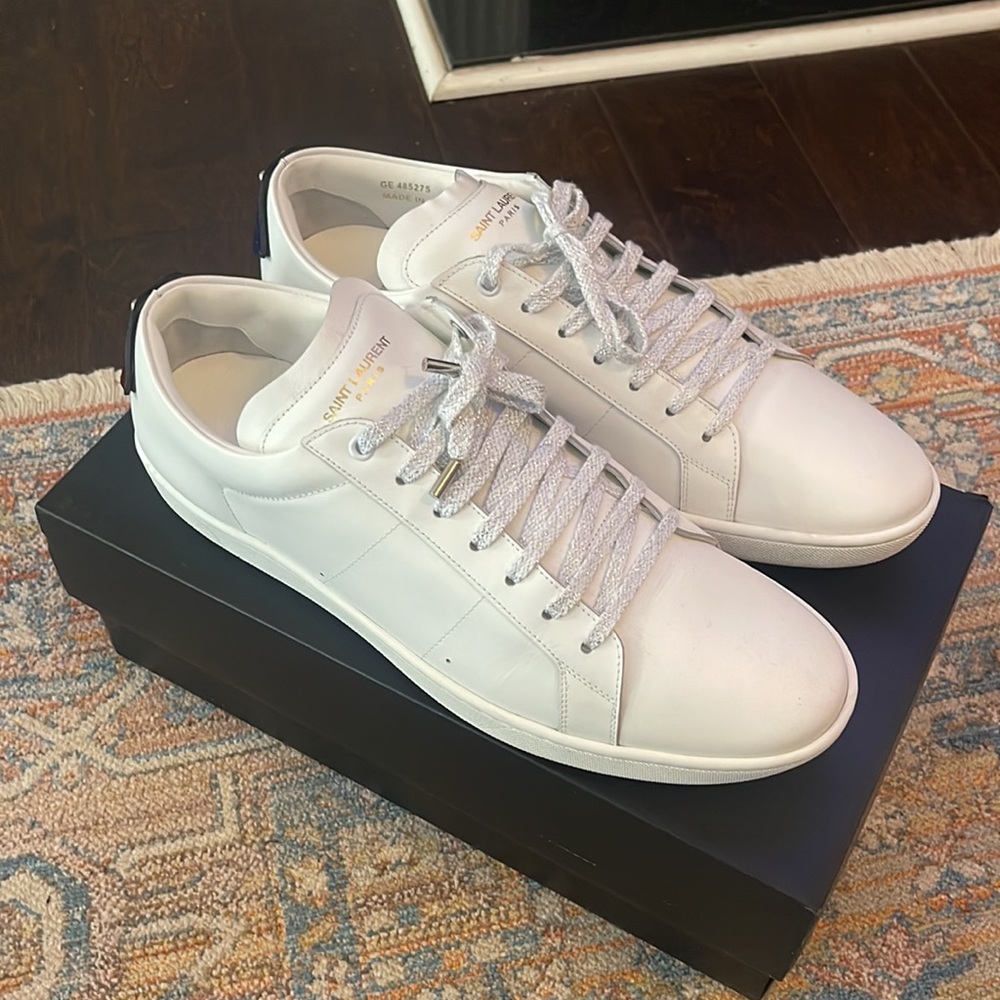 SAINT LAURENT sneakers/white,red, and royal blue sz 46 - Picture 6 of 8